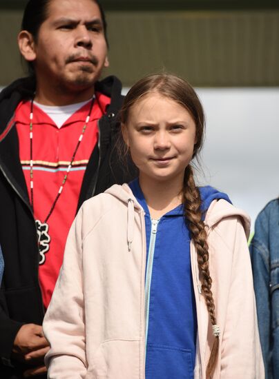 Митинг с участием экоактивистки Греты Тунберг в США