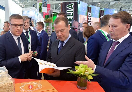 Премьер-министр РФ Д. Медведев посетил 21-ю Российскую агропромышленную выставку "Золотая осень"
