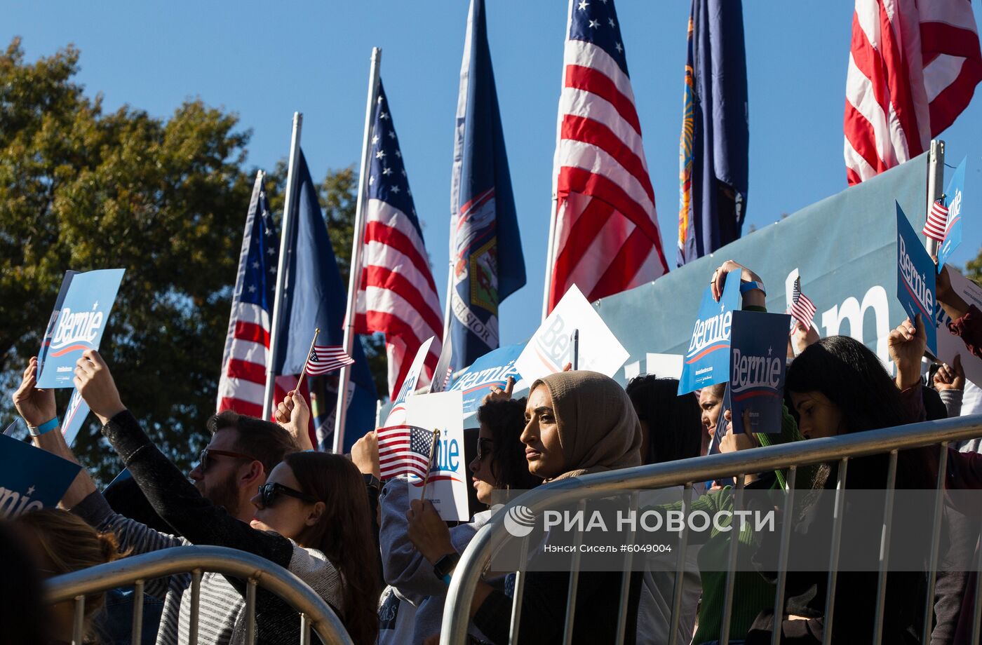 Выступление кандидата в президенты США Б. Сандерса