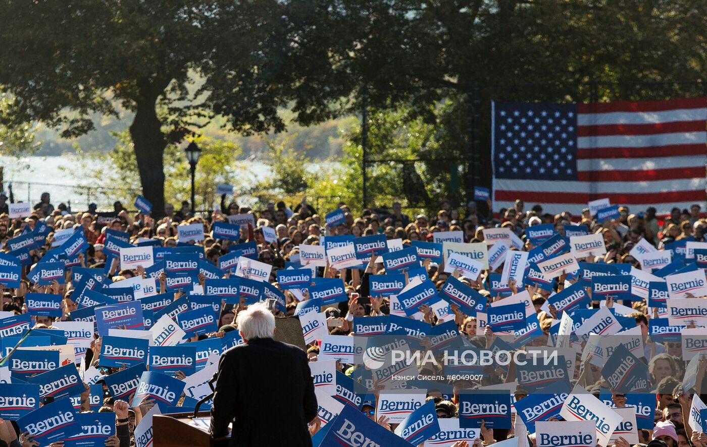 Выступление кандидата в президенты США Б. Сандерса