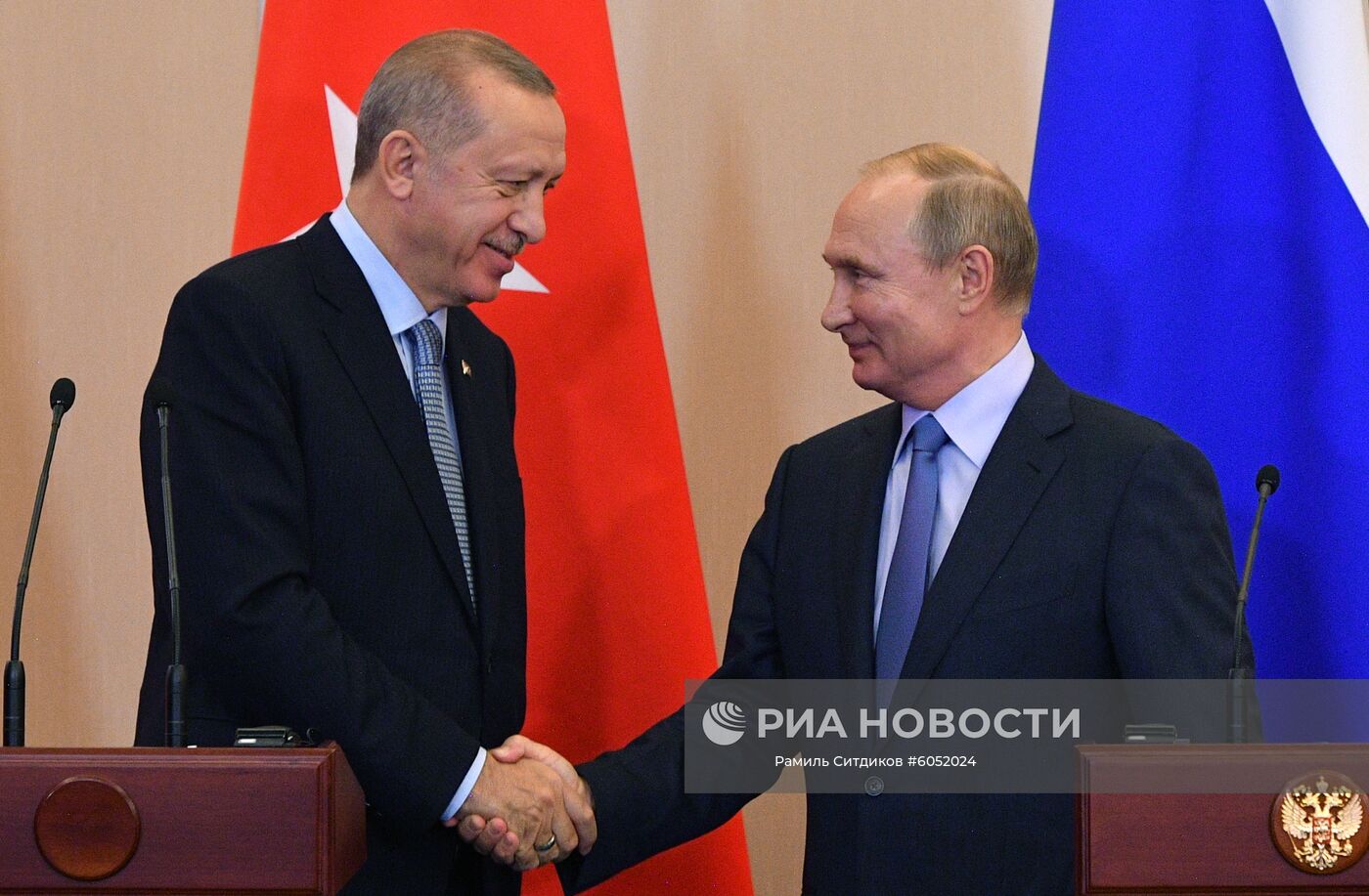 Президент РФ В. Путин встретился с президентом Турции Р. Т. Эрдоганом