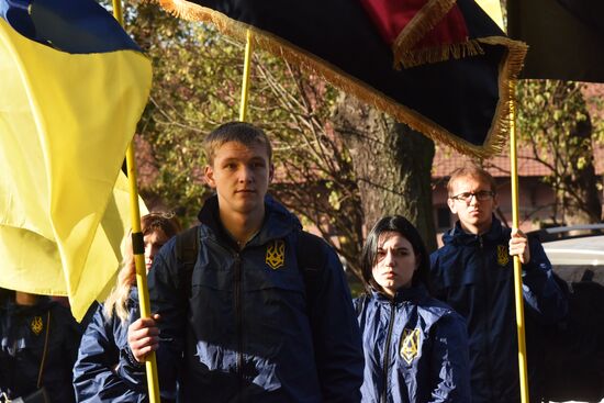 Акция протеста националистов во Львове