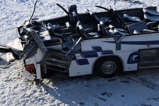 Последствия ДТП с автобусом в Забайкальском крае