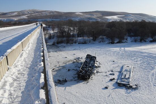 Последствия ДТП с автобусом в Забайкальском крае
