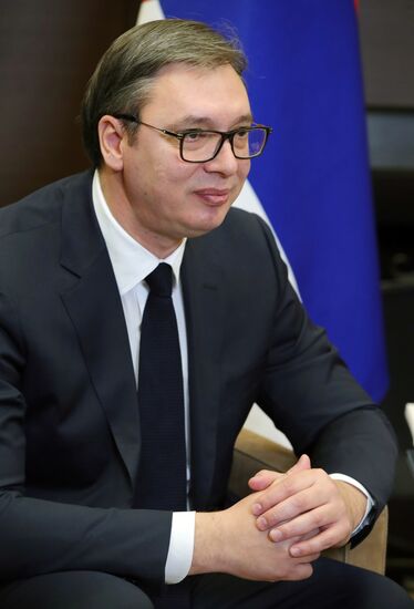 Президент РФ В. Путин встретился с президентом Республики Сербия А. Вучичем в Сочи