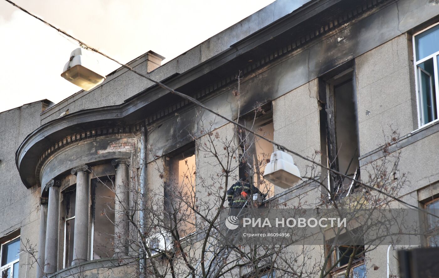 Последствия пожара в колледже в Одессе