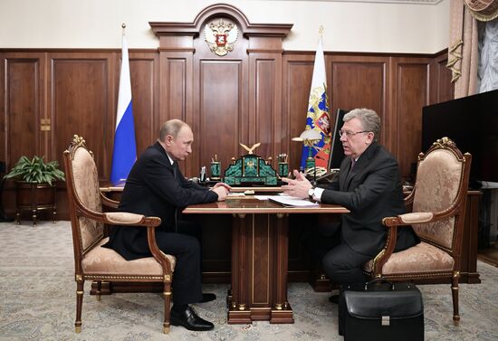 Президент РФ В. Путин встретился с главой Счетной палаты А. Кудриным