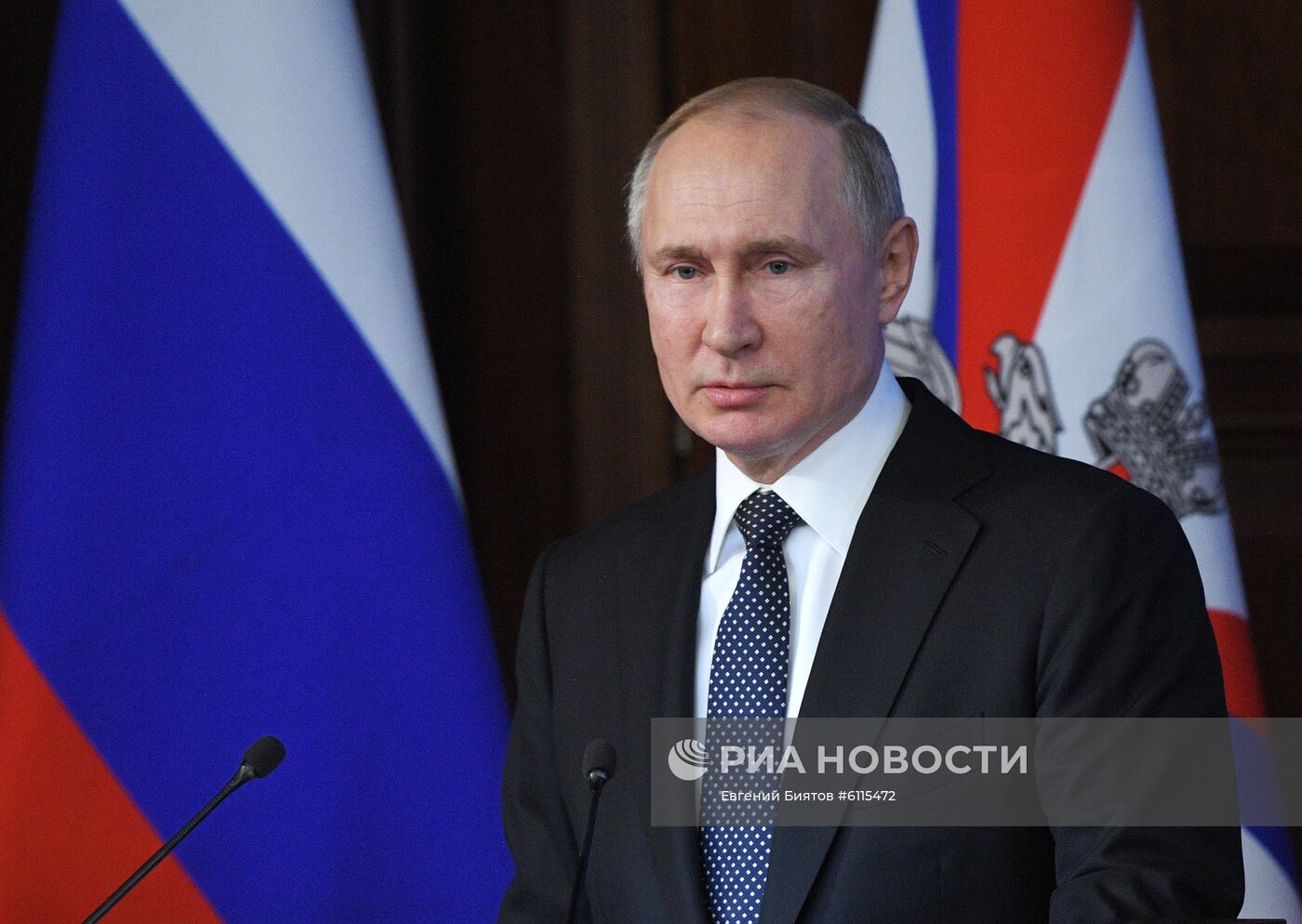 Президент РФ В. Путин принял участие в заседании расширенной коллегии Миниобороны РФ