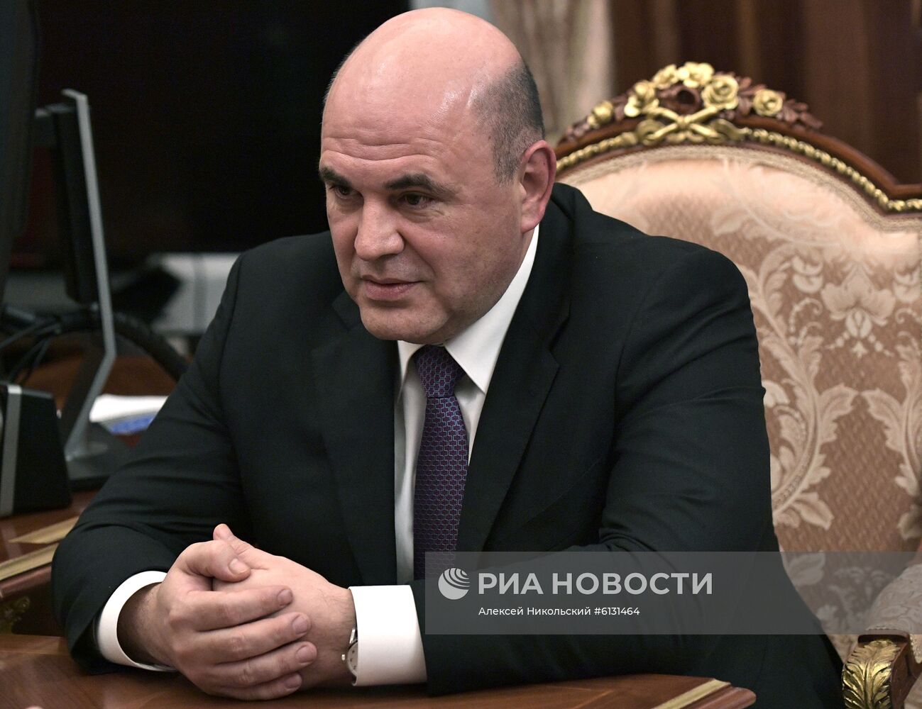 Рабочая встреча президента РФ В. Путина с главой ФНС М. Мишустиным