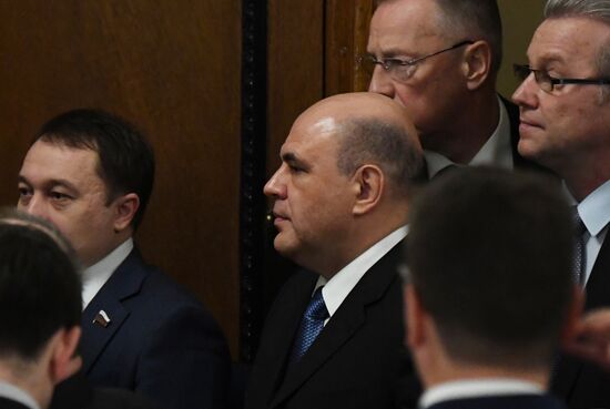 Кандидат на пост премьер-министра РФ М. Мишустин встретился с фракцией "Единая Россия" в Госдуме