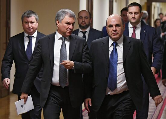 Кандидат на пост премьер-министра РФ М. Мишустин встретился с фракцией "Единая Россия" в Госдуме