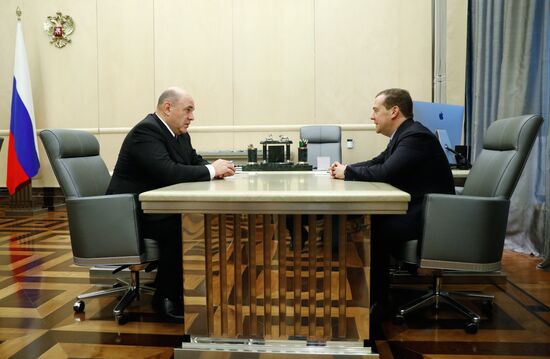 Встреча премьер-министра РФ М. Мишустина и заместителя председателя Совета безопасности РФ Д. Медведева в Доме правительства РФ