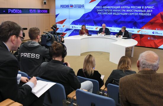 Пресс-конференция шерпы России в БРИКС Сергея Рябкова в МИА "Россия сегодня"