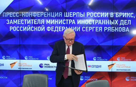 Пресс-конференция шерпы России в БРИКС Сергея Рябкова в МИА "Россия сегодня"