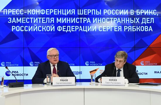 Пресс-конференция шерпы России в БРИКС Сергея Рябкова в МИА "Россия сегодня"