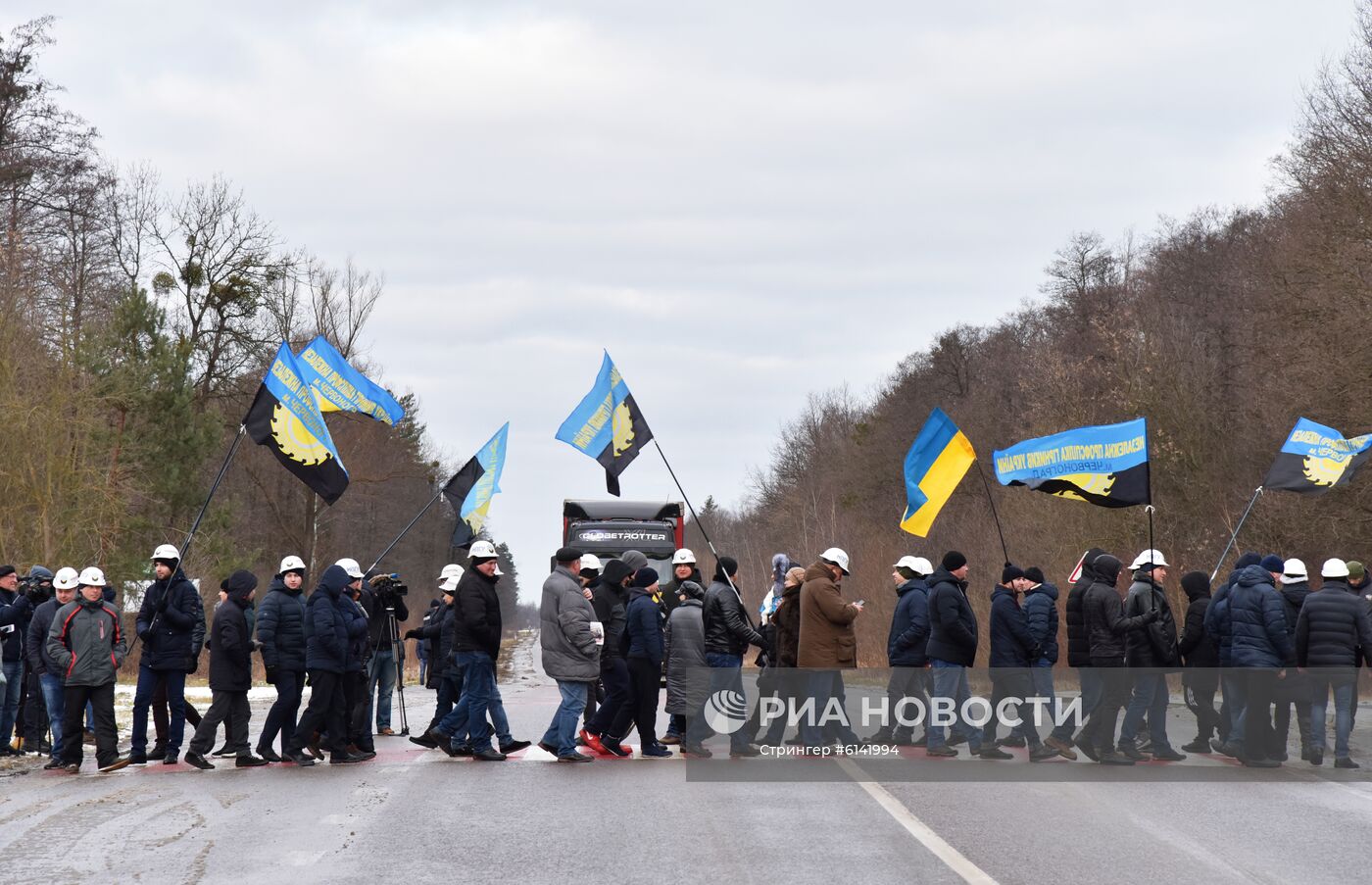 Акция протеста шахтеров во Львове