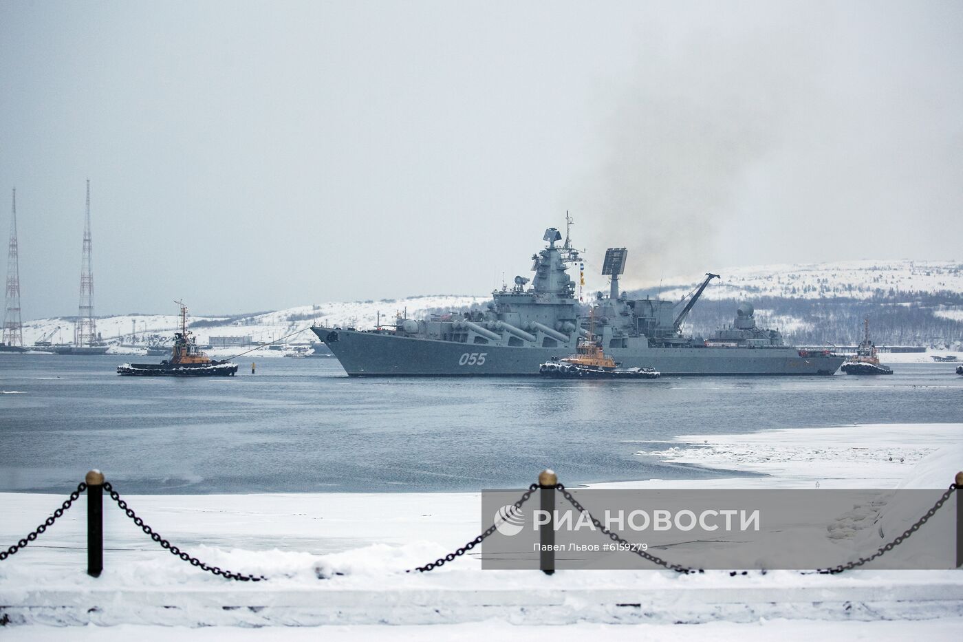 Встреча отряда боевых кораблей Северного флота во главе с ракетным  крейсером 