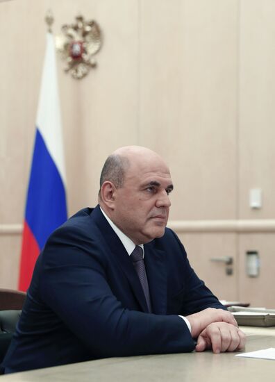 Рабочая встреча премьер-министра РФ М. Мишустина с главой Сбербанка РФ Г. Грефом
