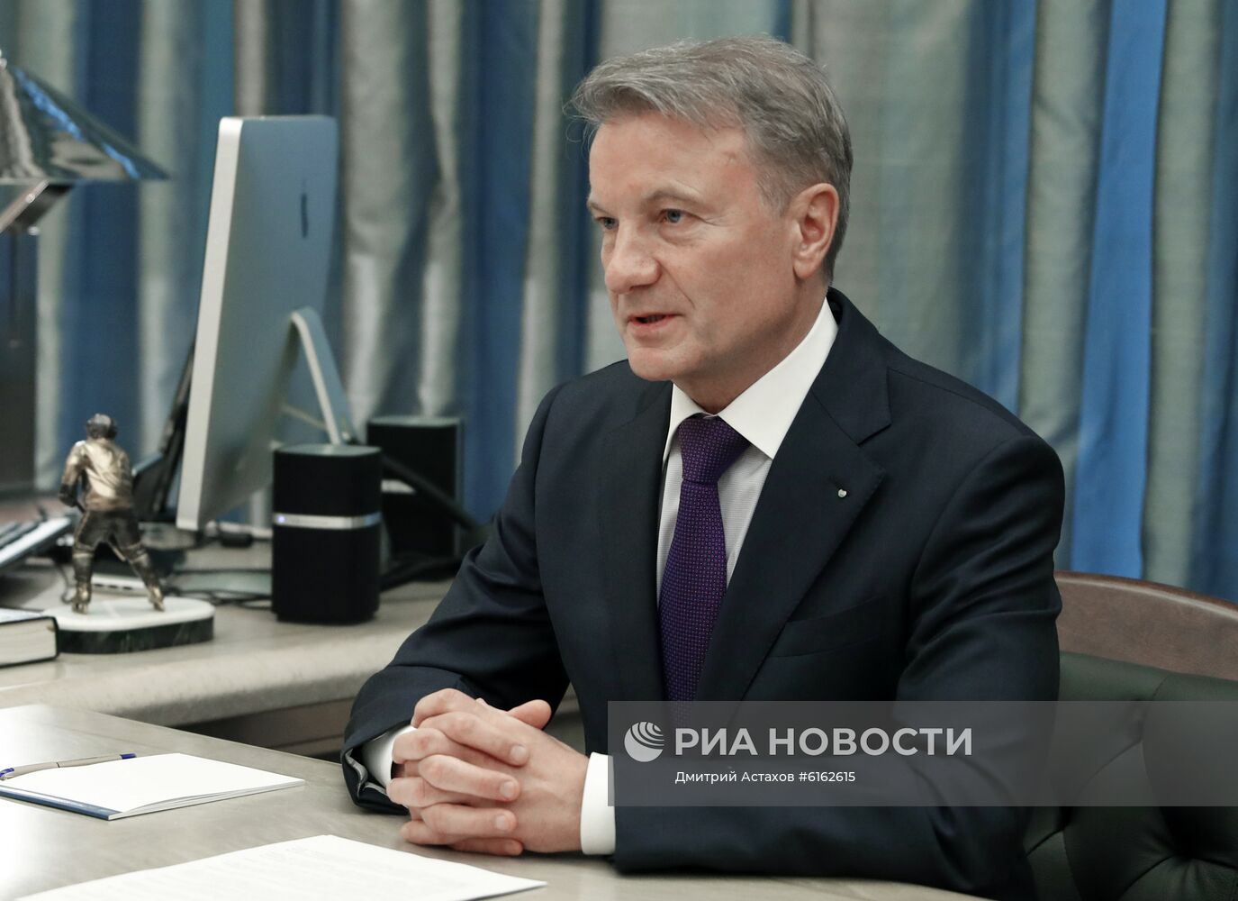 Рабочая встреча премьер-министра РФ М. Мишустина с главой Сбербанка РФ Г. Грефом