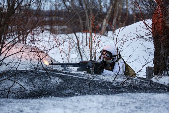 Учения мотострелкового подразделения Северного флота
