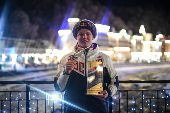 Церемония награждения на чемпионате мира по санному спорту в Сочи