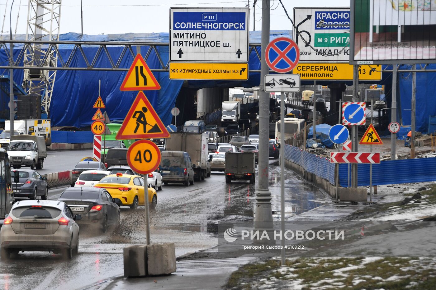 Строительство развязки на Волоколамском шоссе 