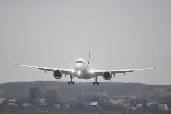 Встреча рейса "Аэрофлота" на Airbus A350