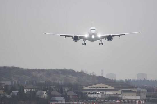 Встреча рейса "Аэрофлота" на Airbus A350