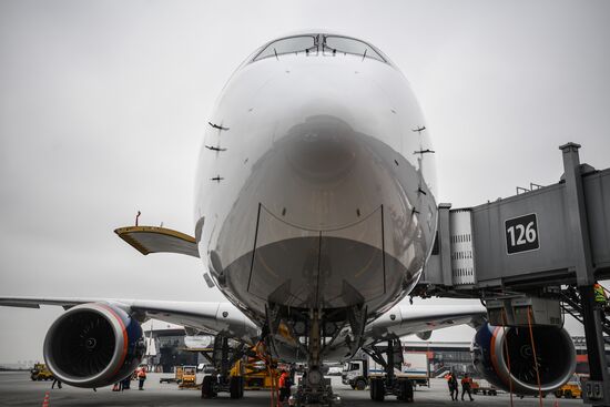 Встреча рейса "Аэрофлота" на Airbus A350