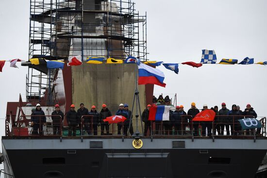 Спуск на воду корвета "Ретивый" в Санкт-Петербурге