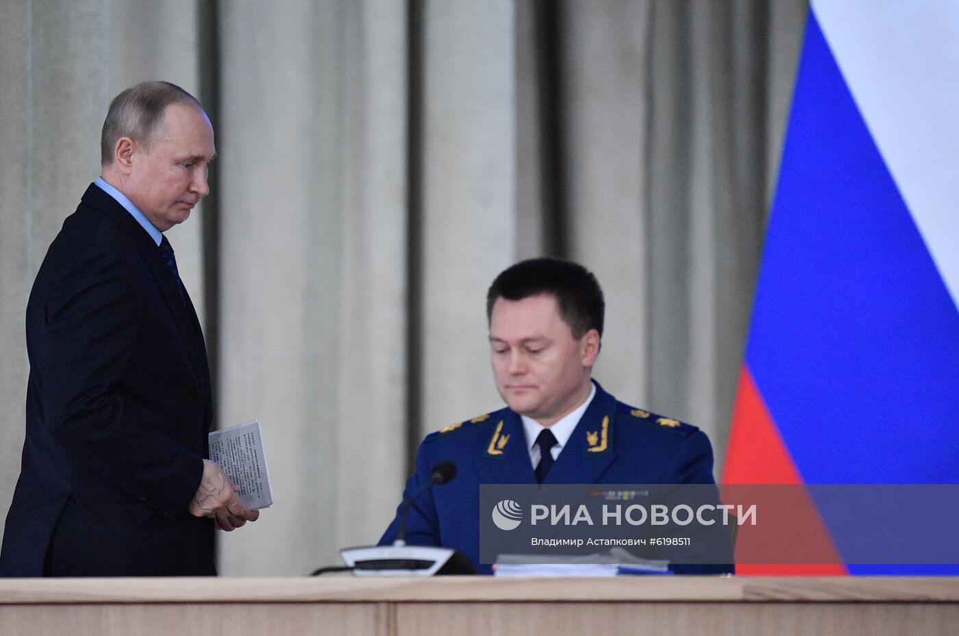 Президент РФ В. Путин принял участие в расширенном заседании коллегии Генпрокуратуры РФ