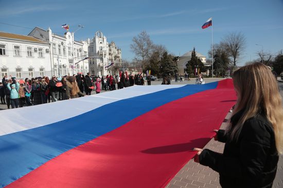 Флешмоб, посвященный шестой годовщине воссоединения Крыма с Россией