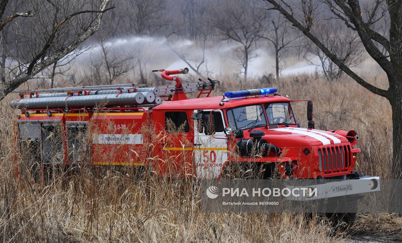 Учения  по тушению природных и лесных пожаров в Приморье 