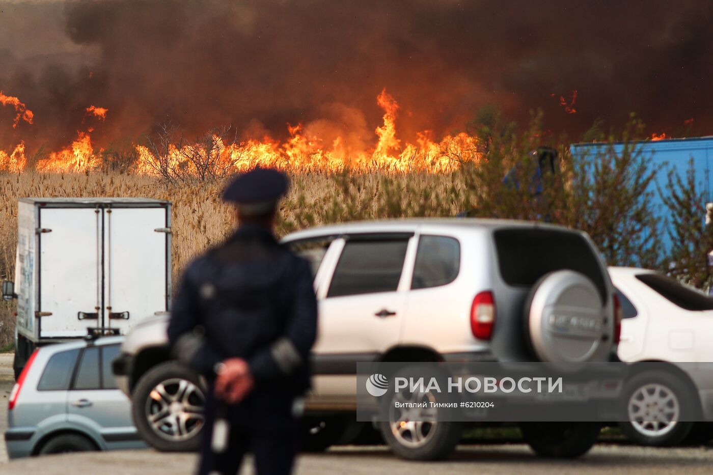 Возгорание камыша в Анапе