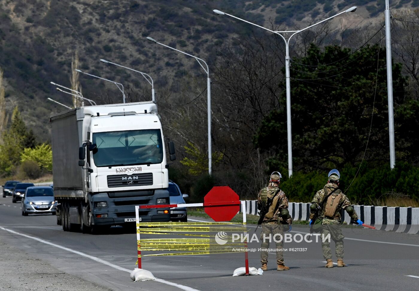 Блокпост на въезде в Тбилиси