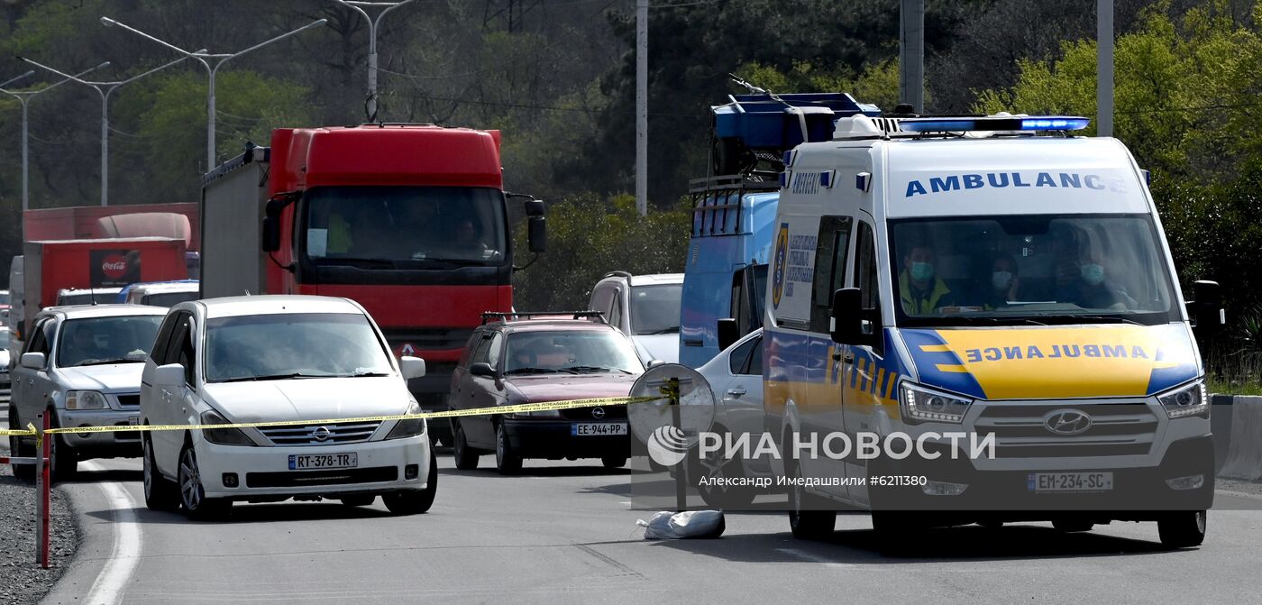 Блокпост на въезде в Тбилиси