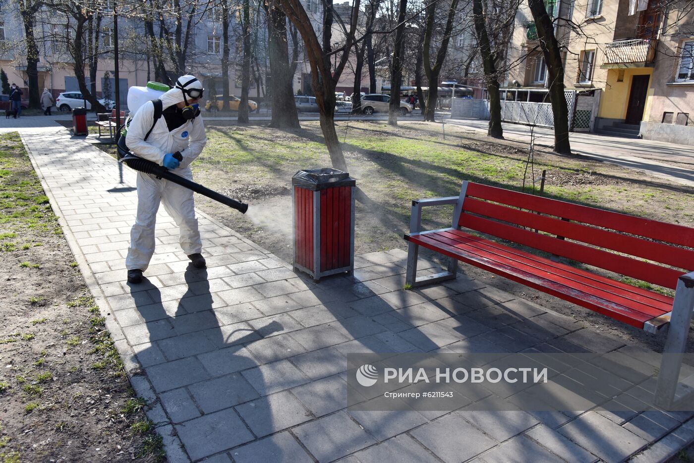 Дезинфекция общественного пространства на Украине в связи с коронавирусом