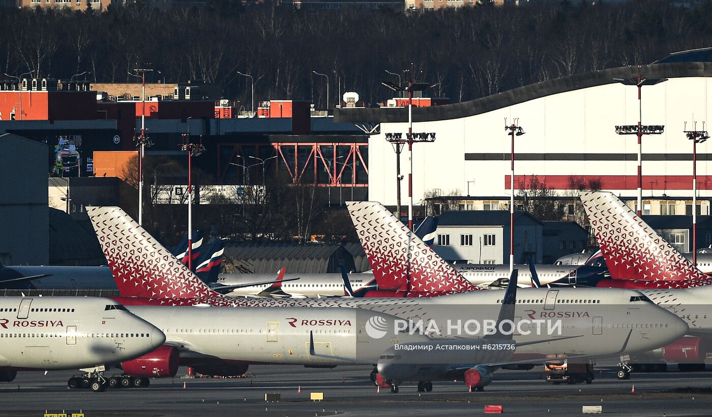 Самолеты на стоянке в аэропорту Шереметьево