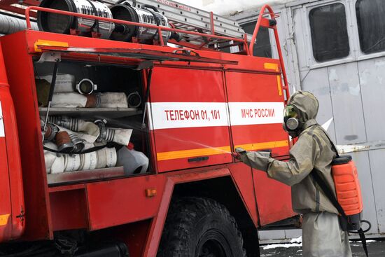 Дезинфекция спецтехники МЧС в Тюмени