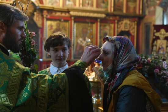 Освящение вербы в канун Вербного воскресенья