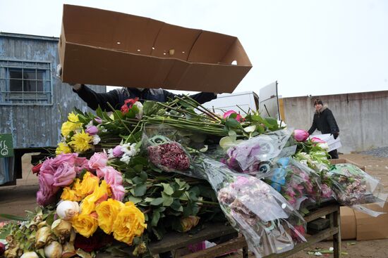 Уничтожение цветов в Санкт-Петербурге из-за запрета на торговлю в условиях пандемии коронавируса
