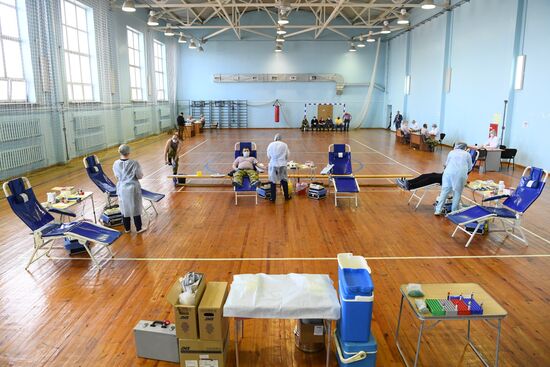 Сдача крови сотрудниками Росгвардии