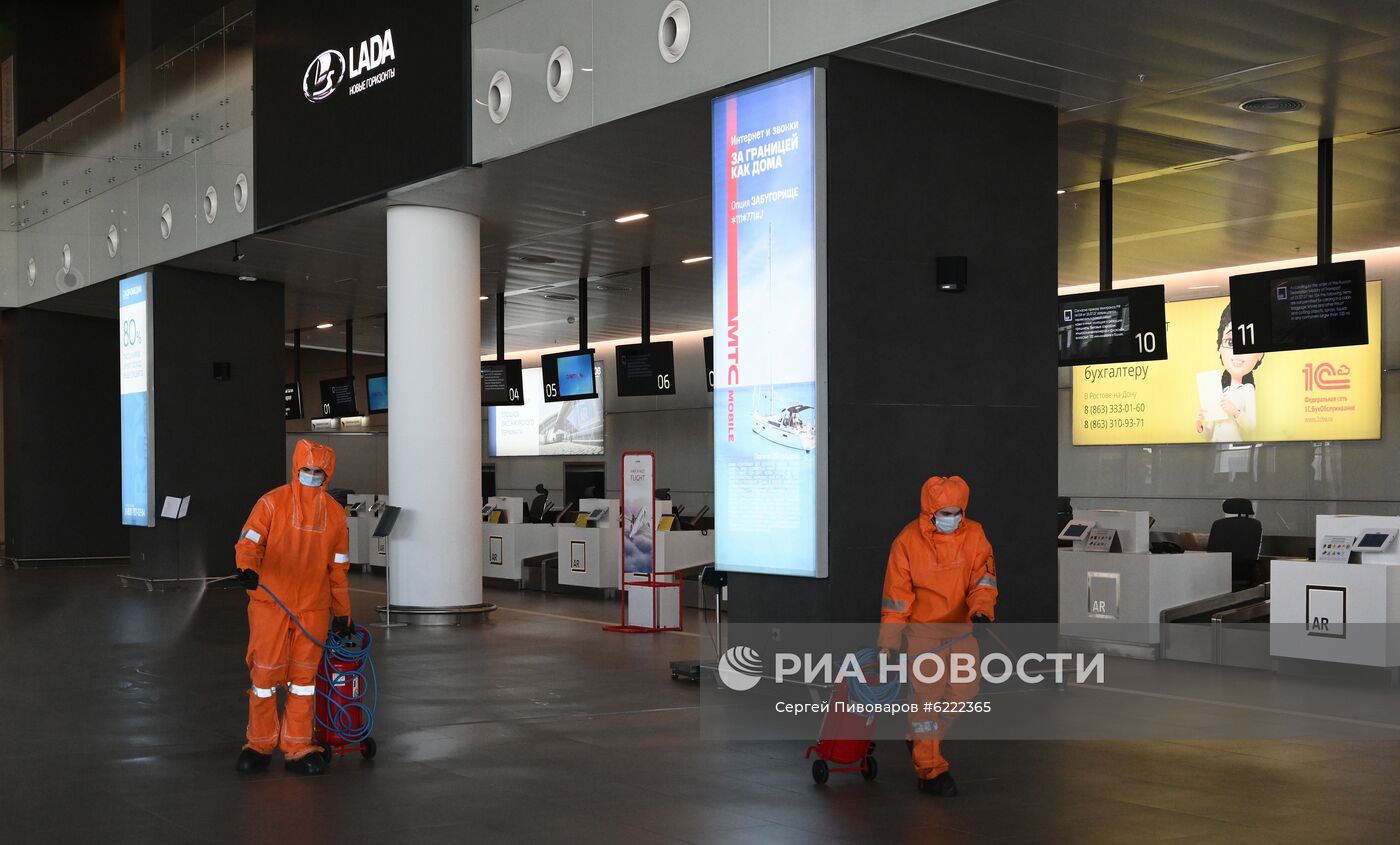 Дезинфекция в терминальном комплексе аэропорта Платов