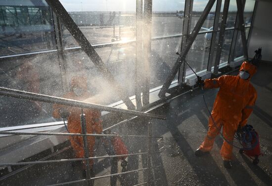 Дезинфекция в терминальном комплексе аэропорта Платов