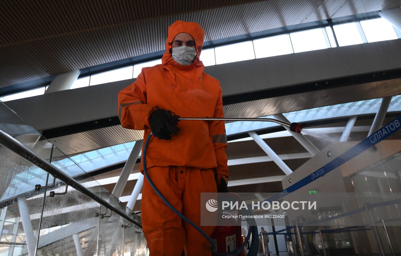 Дезинфекция в терминальном комплексе аэропорта Платов