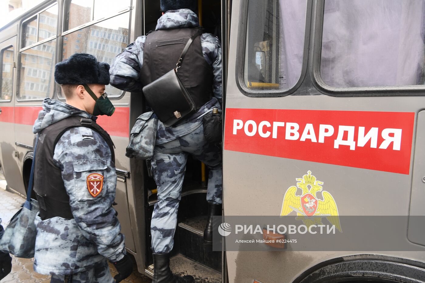 Работа сотрудников Росгвардии в Москве