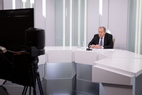 Видеоконференция главы МИД РФ С. Лаврова в рамках заседания с участниками Фонда им. А. М. Горчакова 