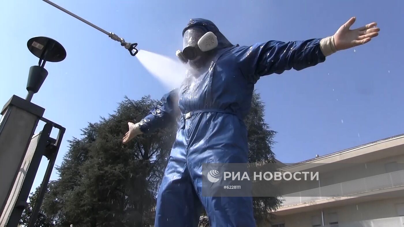 Дезинфекция военными специалистами РФ лечебных учреждений в Италии