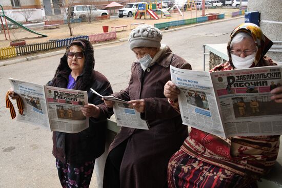 Подготовка к празднованию Дня Победы в Чите