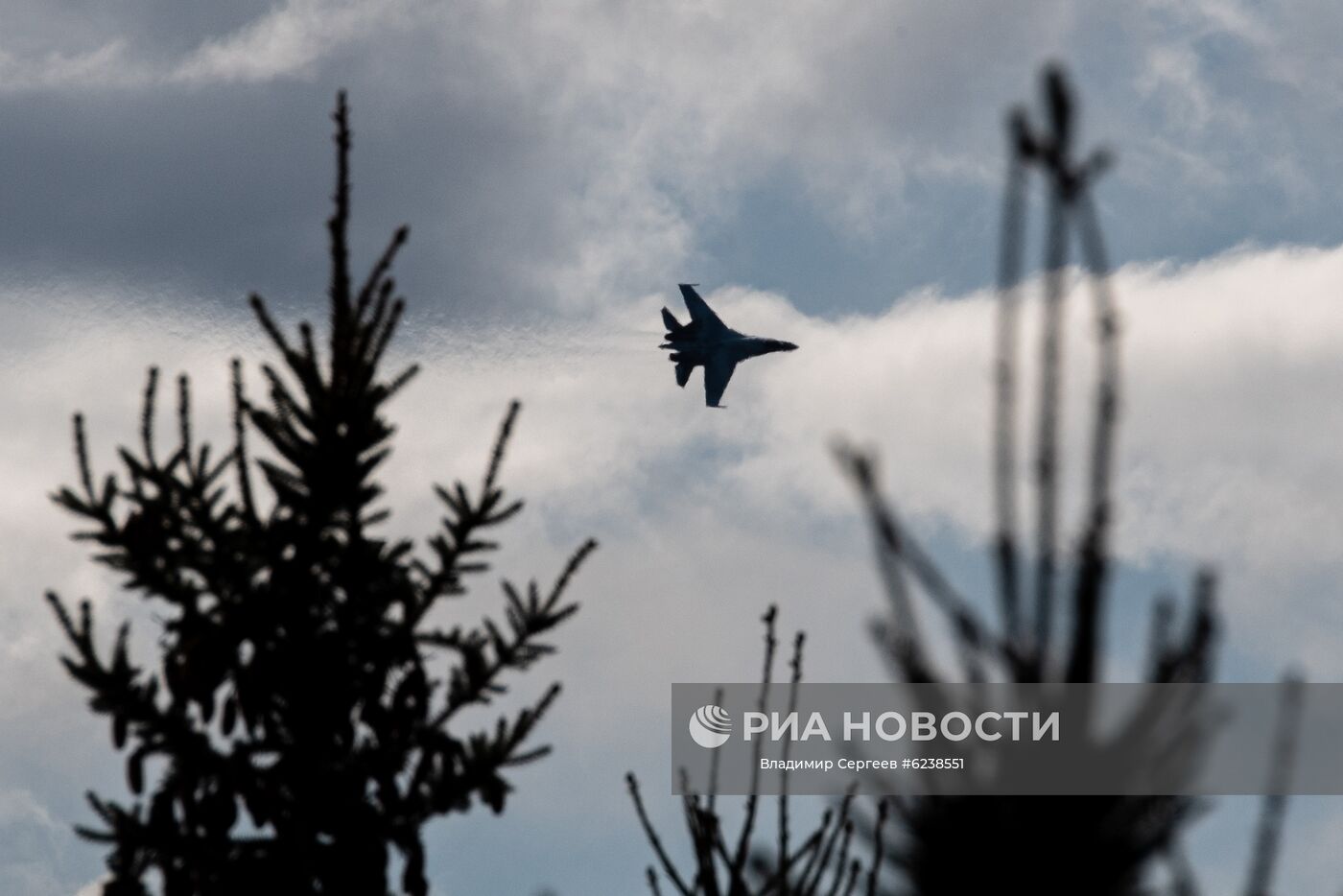 Истребитель Су-35 пилотажной группы "Соколы России" выступает на авиационном празднике в честь Дня Победы в Кубинке. Место: Россия, Кубинка. Автор: Владимир Сергеев/РИА Новости. Авиационный праздник в честь Дня Победы